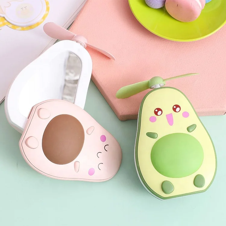Avocado Small Usb Rechargeable Lamp Portable Lovely LED Night Light Makeup Mirror Mini Fan Lamp Promotional Gift 2020 New