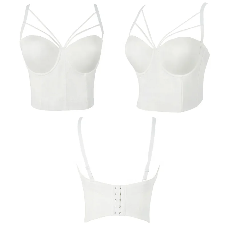 4095 Wholesale Woman Bra Vest Tank Top Gathered Vest Bustier Blouse Women Crop Tops Bra Sleeveless Bra Top
