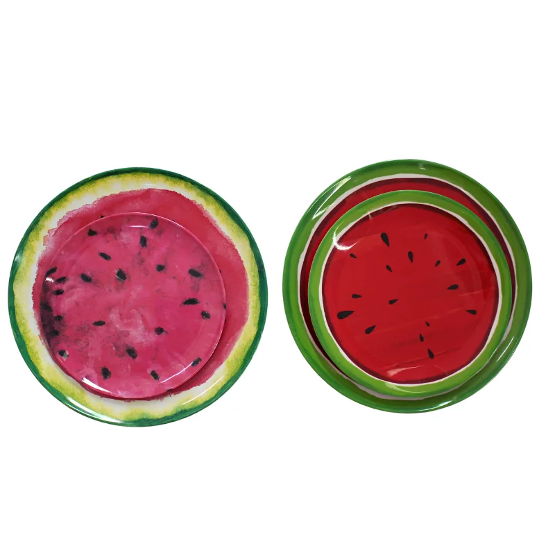 2022 Summer Dinnerware Round Shape Melamine Plate and Dish Watermelon Pattern