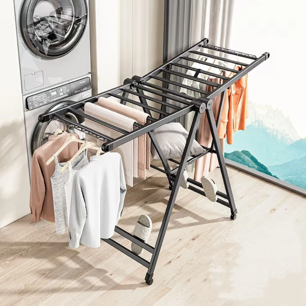 2-Tier Aluminum Alloy Folding Metal Rack Floor Type Cloth Dryer