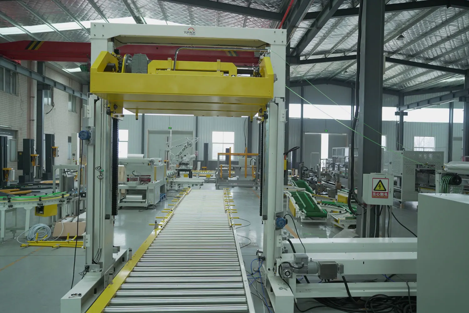 Automatic Pallet Packing System Film Stretch Wrapping Machine and Strapping Machine With Double Strapping Head Top Press