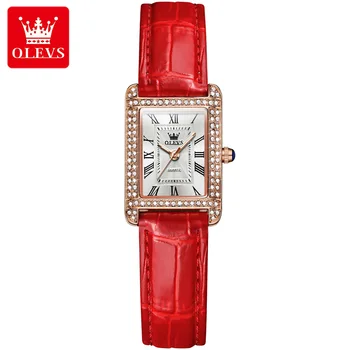 OLEVS 9935 Fashion Top Brand Luxury Bling Quartz Square Women Watch Customized Waterproof Diamond Watch