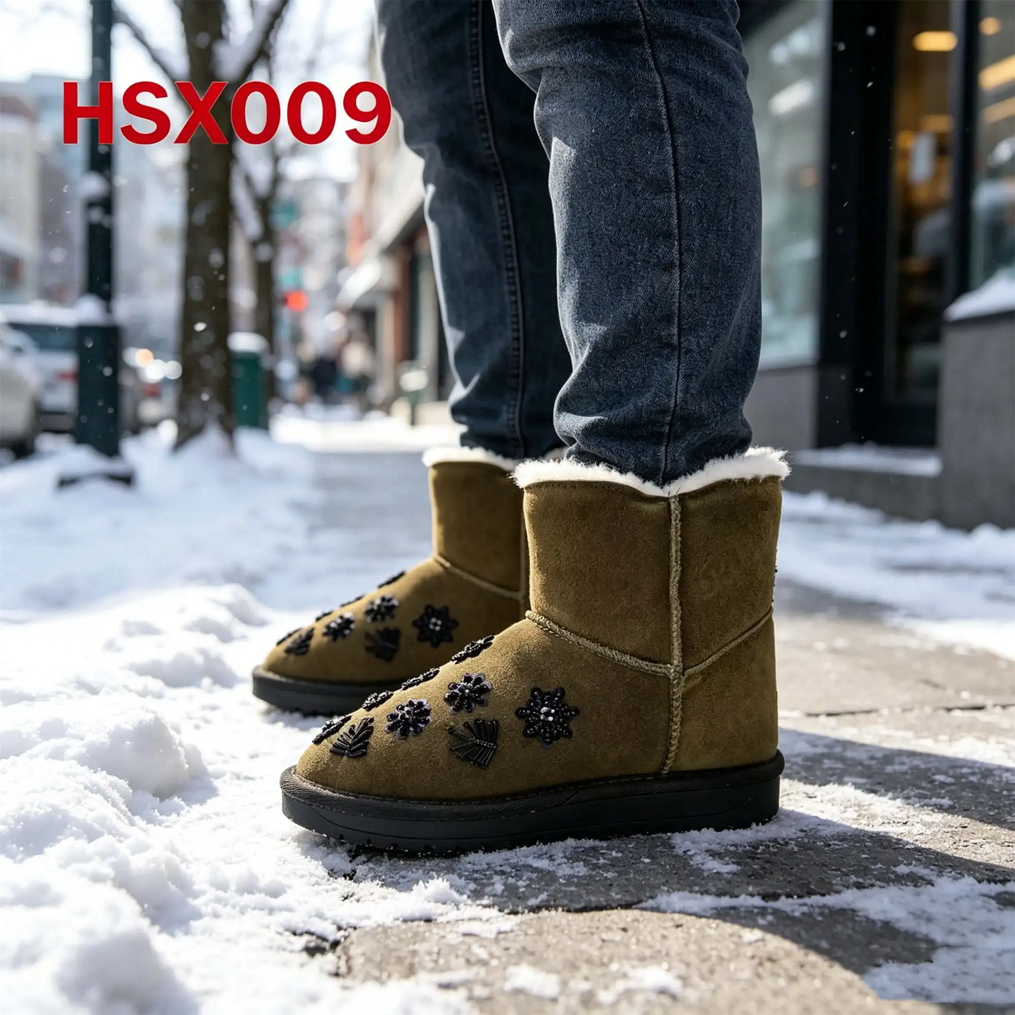 ZYF,Ice and Snow Festival Low Cut Sparkling Diamond Design Winter Boots Stylish Look Freeze-proof Women Warm Boots HSX009