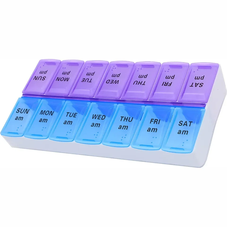 Promotional Pill Boxes 7 Day Weekly AM PM Pill Organizer medicine box Promotional Pill Boxes