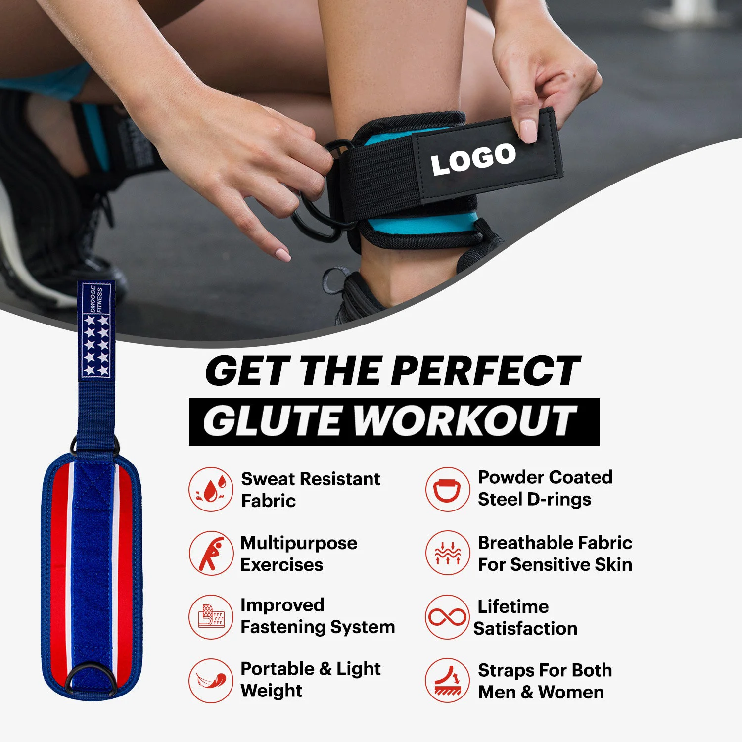 Adjustable Thigh Pulley Heavy Duty Ankle Straps Fitness Weight Workout