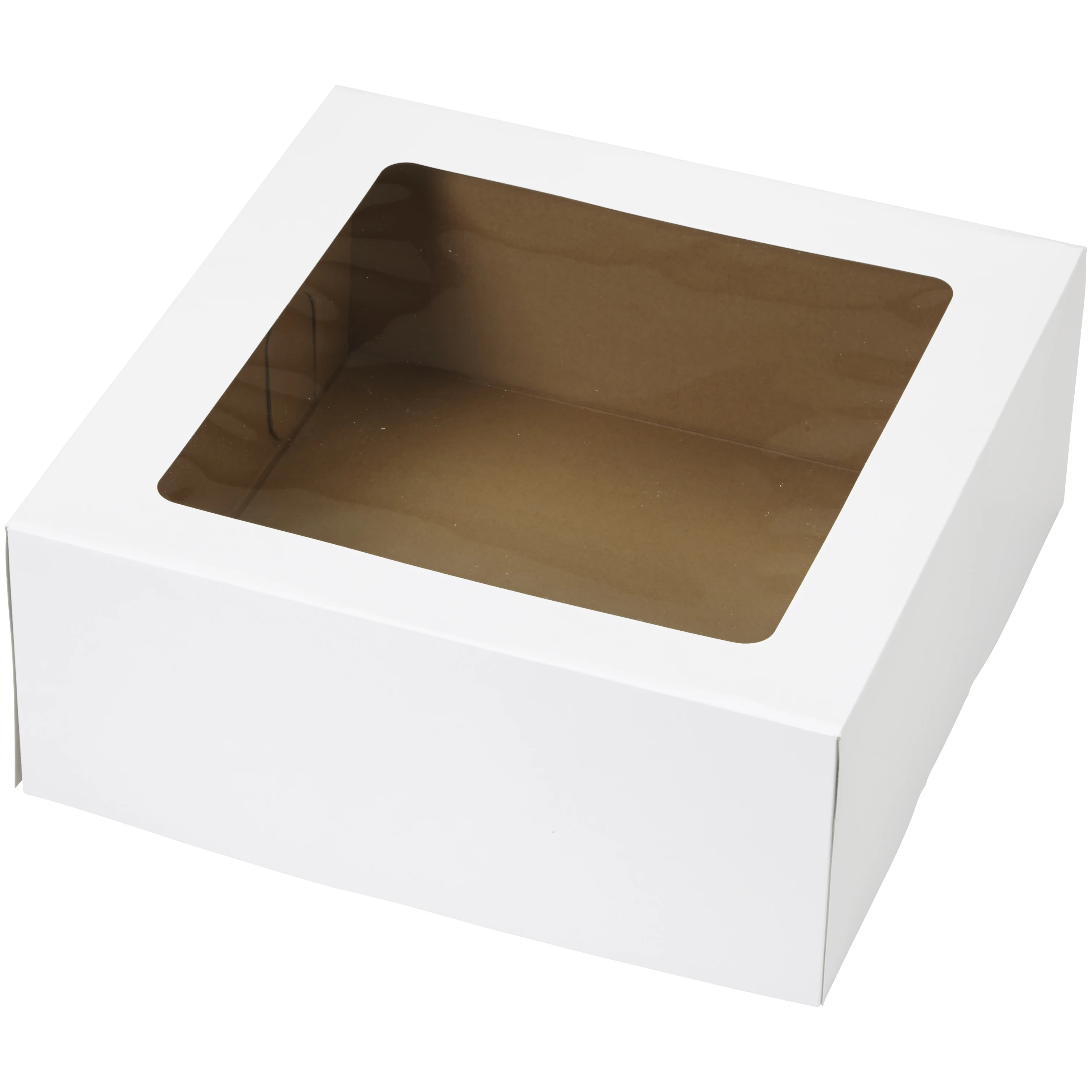 www.HamesChocolates.co.uk - Extra Large White Bakery and Patisserie Cake Box  - Single Wall Base & Fold-Up Window Lid 230mm x 230mm x 100mm Self-assemble