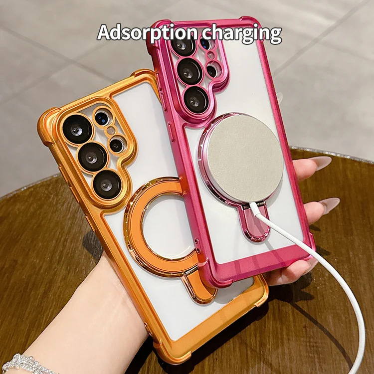 Clear Magnetic Kickstand Case for Galaxy S25/S24/S26