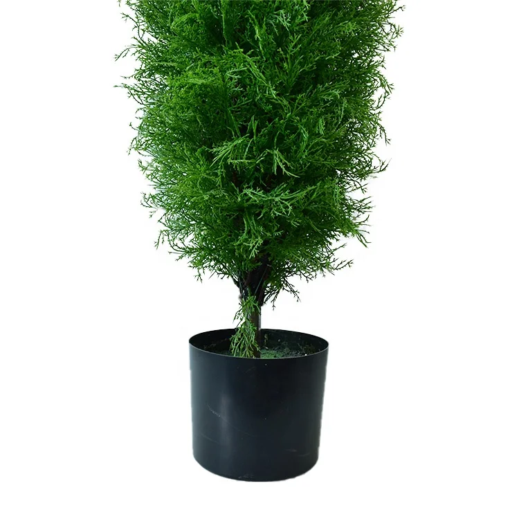 4 Feet Artificial Topiary Cypress Tree Faux Cedar Pine Plants Green Silk Boxwood Bonsai Tree for Christmas Decoration
