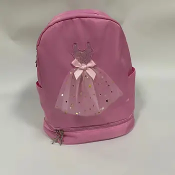 New girls Cloth Children's large durable Ballet backpack kids cute skirt lace back pack bag dance bags with shoe compartments