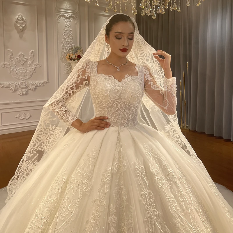 Jancember NS4591 African Lace Fabric Square Collar Ball Gown