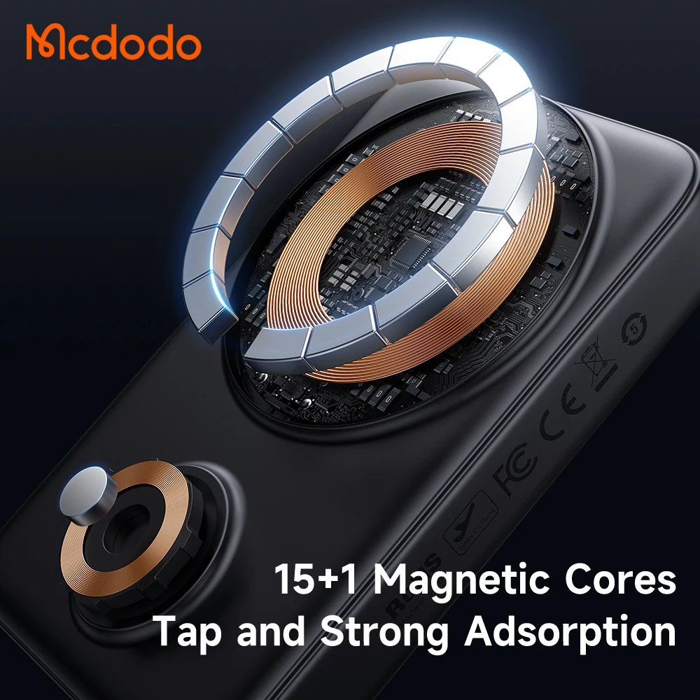 Mcdodo 146 Portable Phone Watch Charger With Stand Flexible Power Bank Chargers Magnetic 15W Wireless Quick Charge 10000mAh