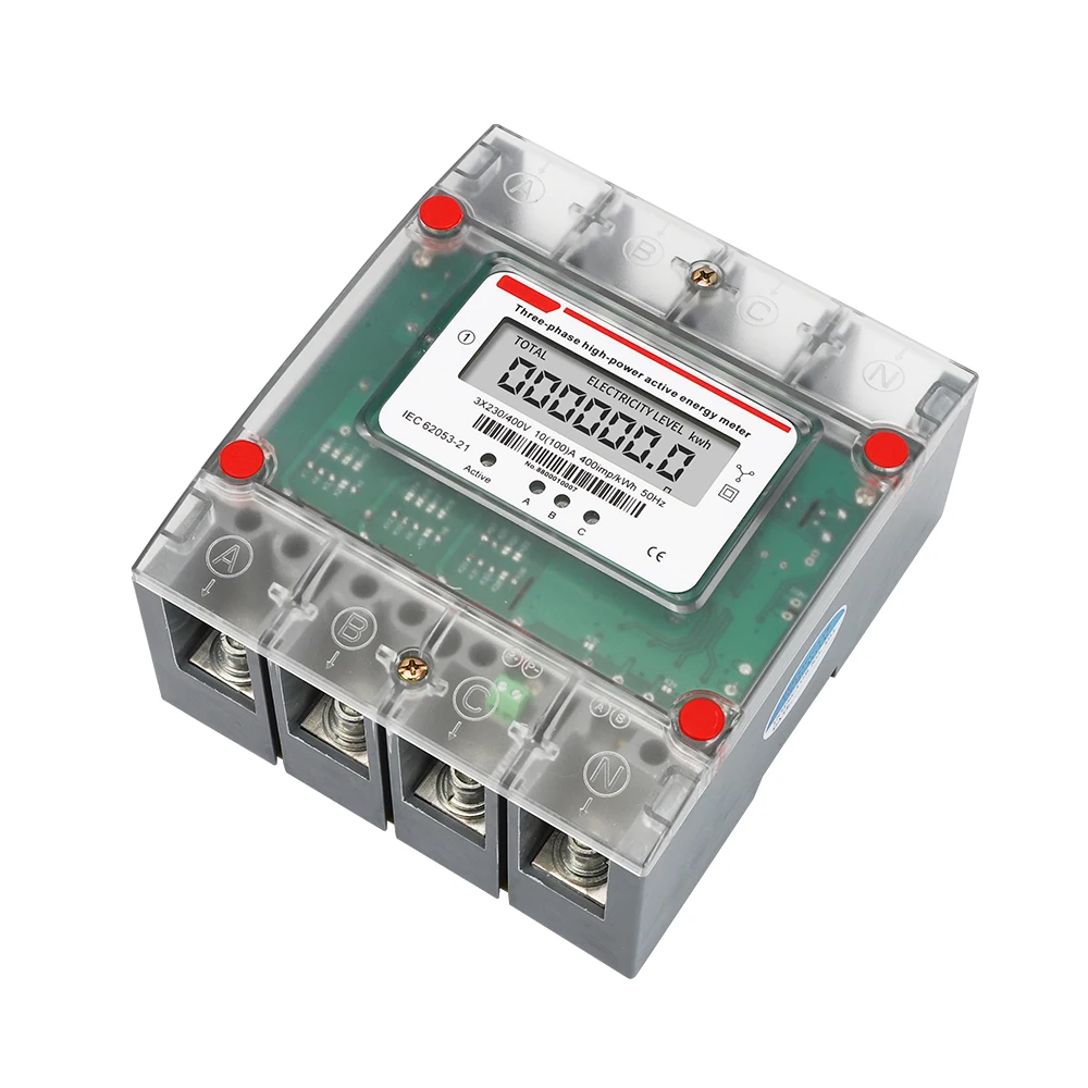 Big Power 100A  Electronic   Three-phase  High-power  Active  Energy  Meter   No Transformer Required  Pass-through Meters