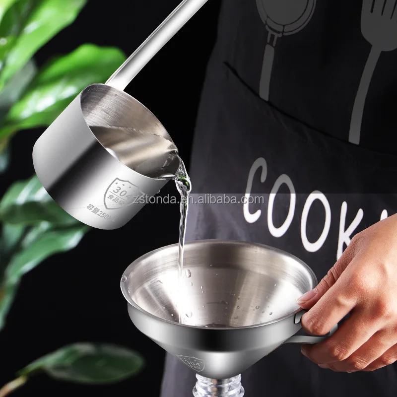 Metal Kitchen 304 Separating Oil Stainless Steel Funnel Food Grade