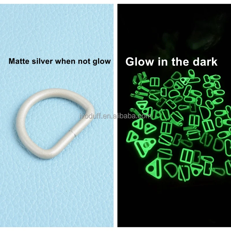 Glow in the Dark Metal Handbag Hardware Accessories Snap Hook Slider Triangle Ring D Ring Zipper Pull