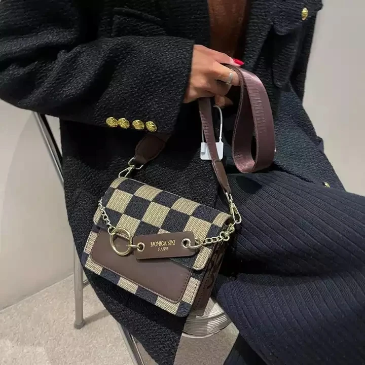 Checkerboard Mini Fabric Flap Crossbody Sling Bags for Women 2022  SummerLuxury Brand Design Handbag Simple Shoulder Bag Handbags