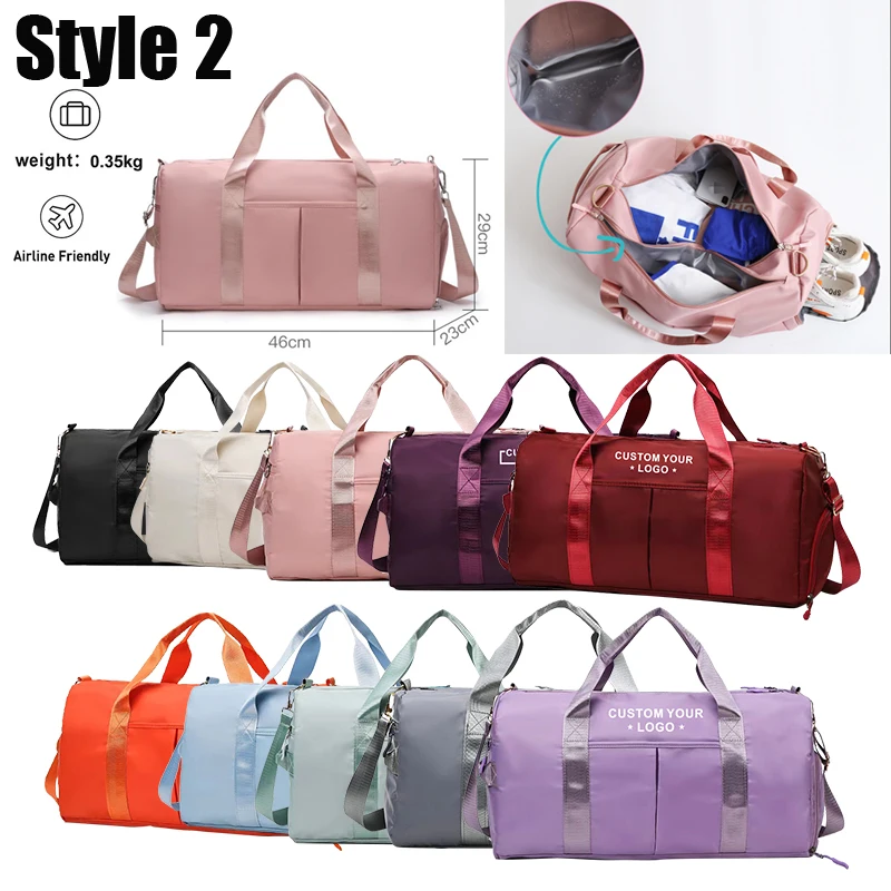 Custom Nylon Canvas Portable Durable Shoe Space Travel Work Out Exercise Waterproof Fabric Sport Gym Bag With Logo Duffel Bag