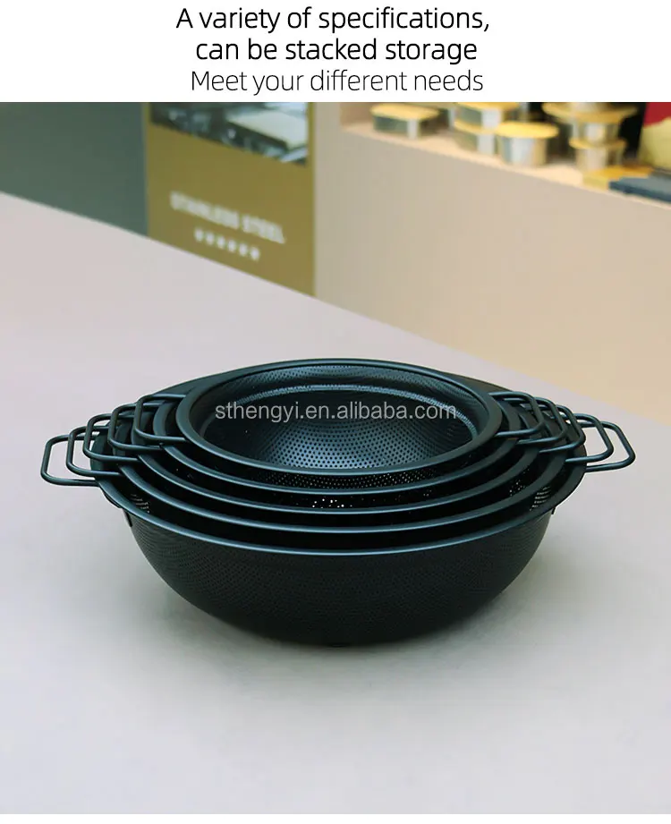 High Grade Stainless Steel Colander Bowl Set Small Hole Sink Colander Basket With Handle