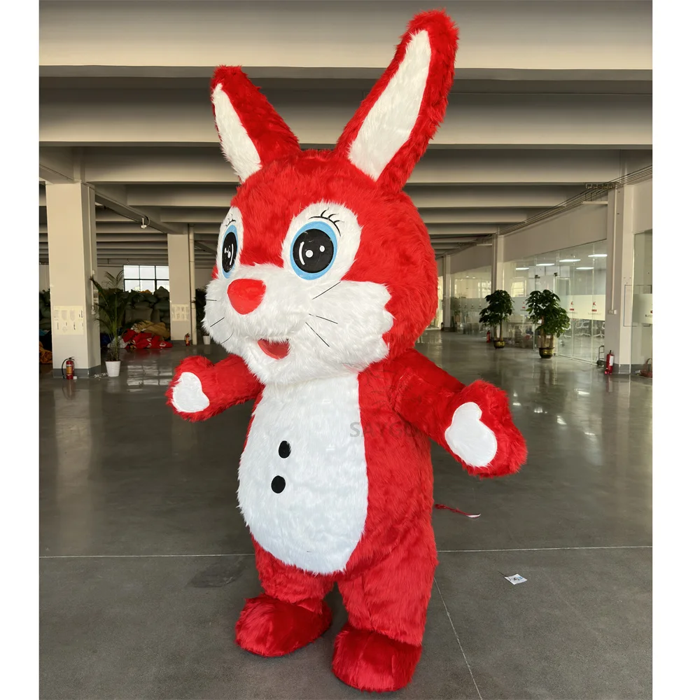 Stomach Buttons Dressing Short Eared Rabbit Bunny Mascot Costume Inflatable CE 2m Plush Bunny Mascots for Easter Walking