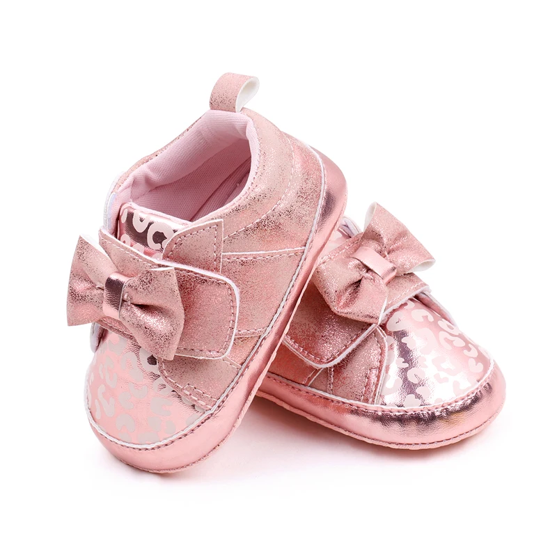 Spring and Autumn Shallow Bow Bright Surface Soft Soled Baby Walking Shoes for Girls factory