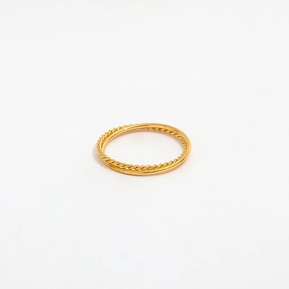 Simple Double Circle Cross Dainty Rope Rings for Women Design Jewelry Wholesale Stainless Steel Jewelry