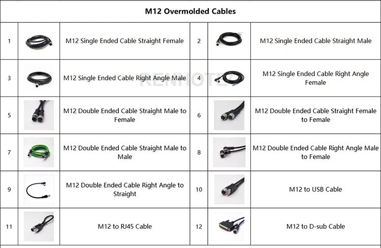 M12 Industrial Ethernet X Coded to RJ45 Connector Waterproof Xcoded Code IP67 8 Pin Male to Female Cable