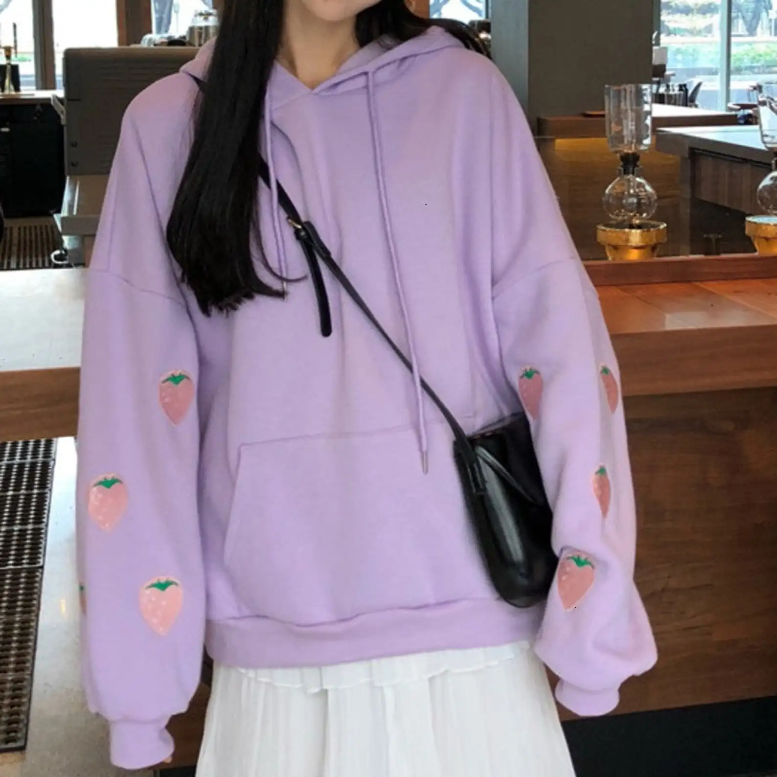 Custom Korean Women Streetwear Hoodie Cute Girly Kawaii Harajuku Style Sweaters Hoodies Sweatshirts
