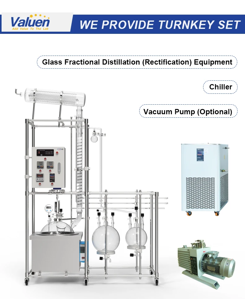 Valuen 20L Lab Fractional Distillation Apparatus Lab Fractional Distillation Equipment Glass rectification supplier