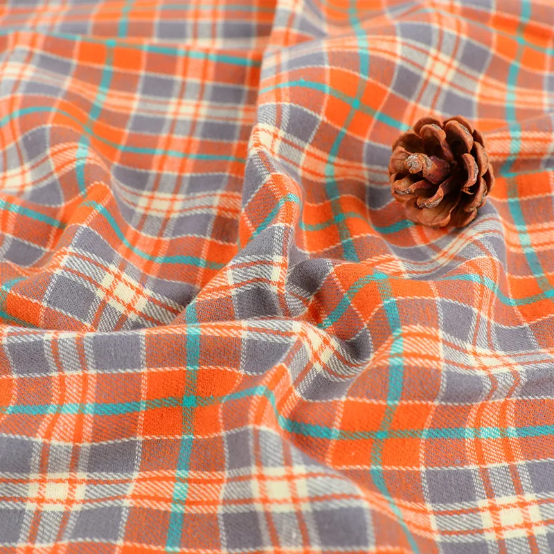 Пряжа окрашенная в клетку из чистого хлопка, зимняя фланелевая ткань для рубашек