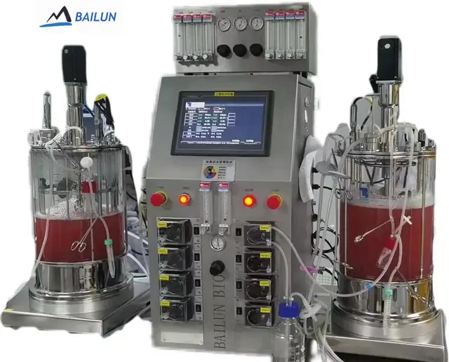 Laboratory Mammalian Cell Bioreactor 2 Sets 20L Double-glasses Bioreactor Cell Culture Fermenter BLBIO-GJ-2