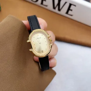 2026 New Women's Quartz Watch Antique Simple Professional Women's Bracelet Rhinestones Luxury Watch with Genuine Leather
