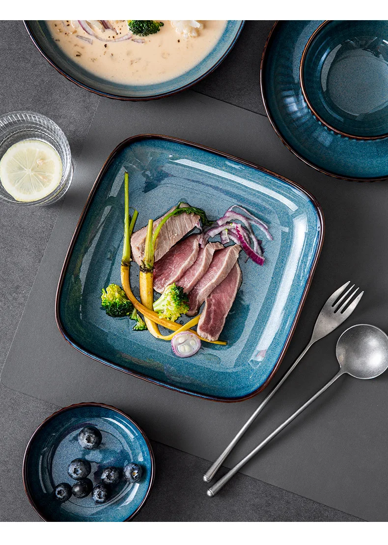 北欧モダン食器　食器セット　大皿ブルーカラー 北欧モダン食器 食器セット 大皿ブルーカラー 【公式通販】