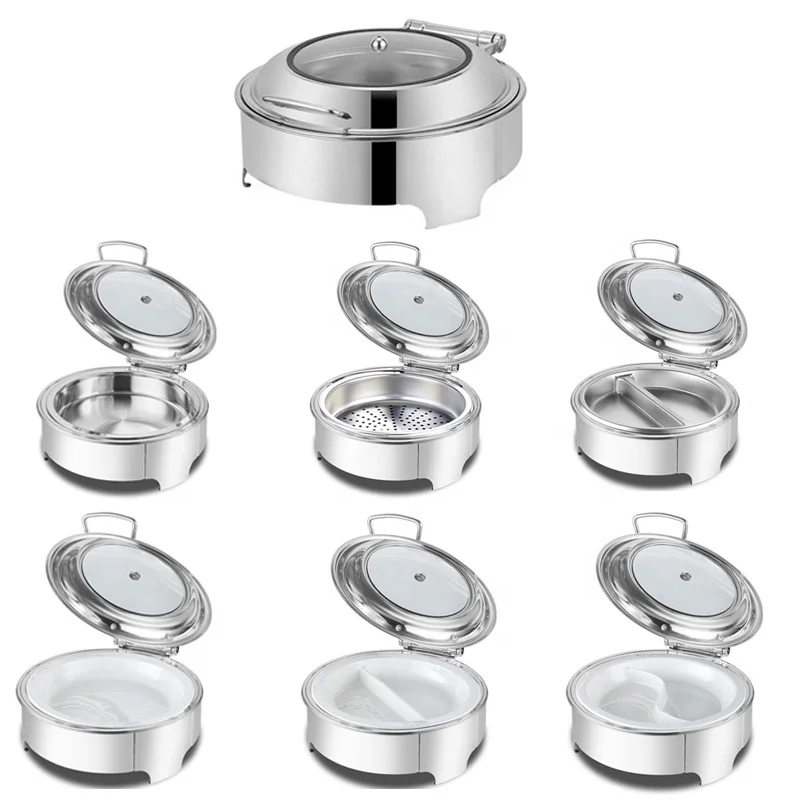 Горячая распродажа, круглая Золотая тарелка из нержавеющей стали для жарки, набор для жарки блюд для подачи в отель