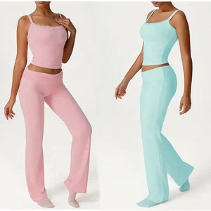 Dropshipping Wholesale Clothing Fitness Two Piece Stretchy Jogging Wear Yoga Gym Sports Women's Sets