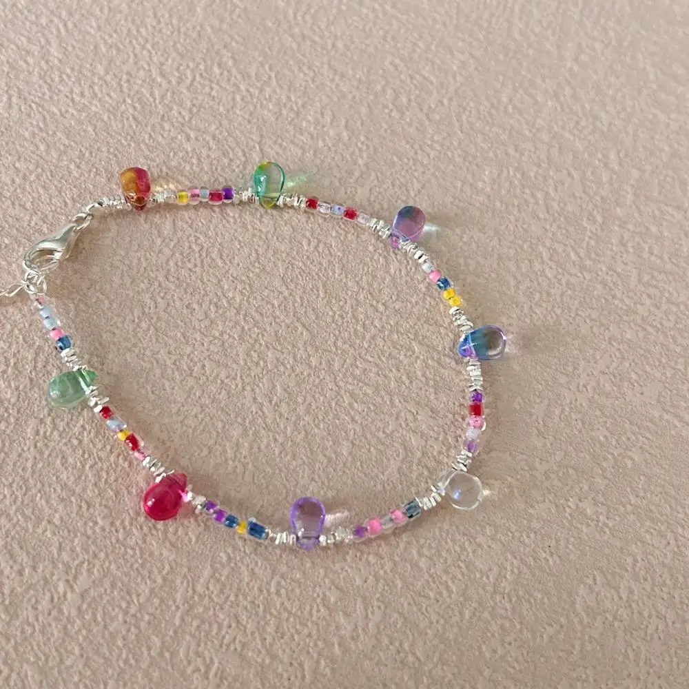 KAKODIY Cheap Colorful Glass Beaded Charm 925 Sterling Silver Women's Adjustable Bracelet Jewelry detail 3