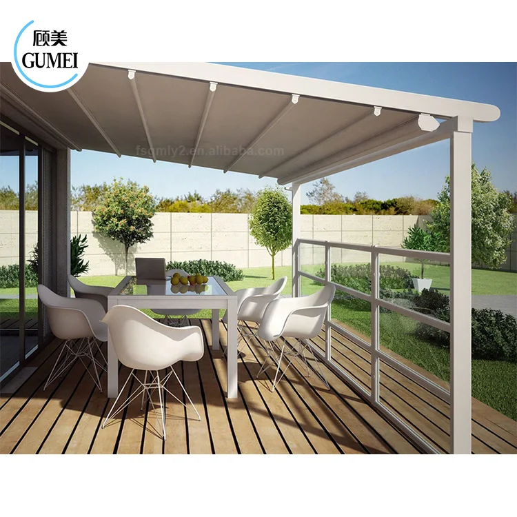 High Quality PVC Waterproof Pergola Balcony Folding Retractable Roof  Systems for Garden
