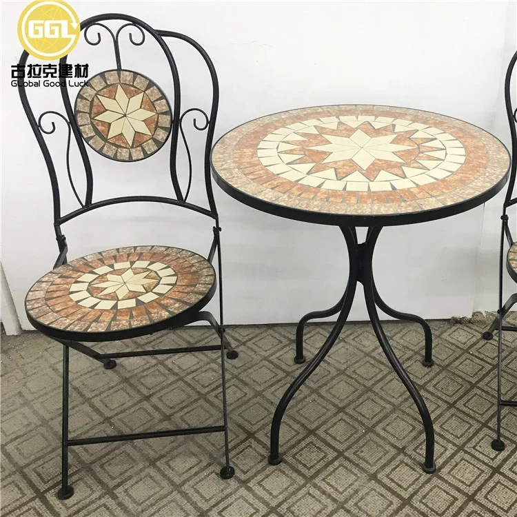 Outdoor Garden Ceramic Tile Top Mosaic Round Table