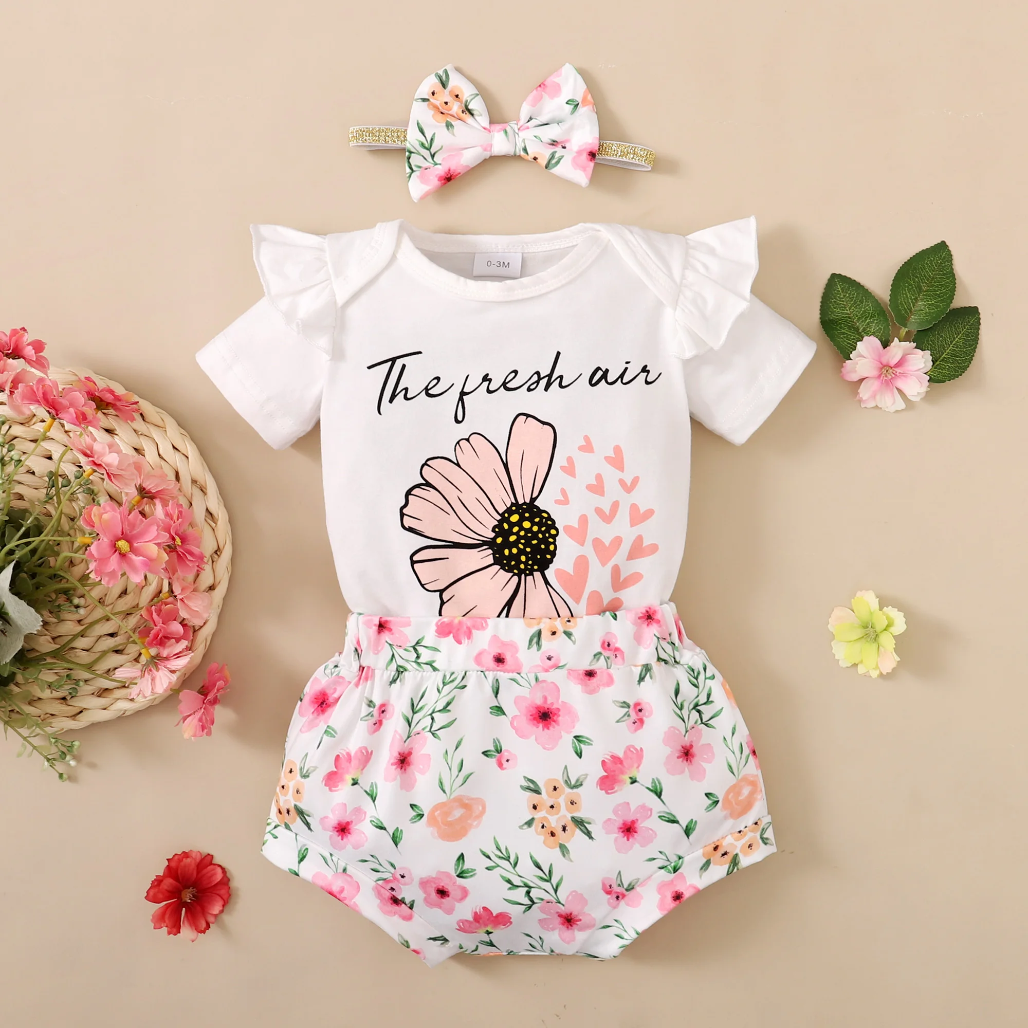 Newborn Girl Clothes Baby Girl Outfits 03 Months Romper Shorts Set