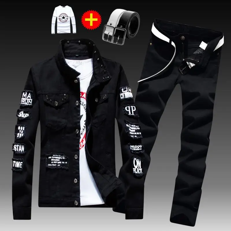Spring and autumn men's Korean version of denim outer suit casual collocation handsome trendy jacket top clothes