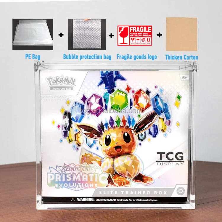 TCG Wholesale Acrylic ETB pokemon 151 Case Elite Trainer Box Protection  With Strong Magnetic Lid Pokemon Cards ETB Display Case
