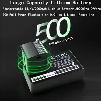 GODOX Ad200pro 200ws 2.4g 1/8000 Hss 500 Full Power Camera Strobe Flash Light With 2900mah Battery Pocket Flash Strobe for Godox detail image