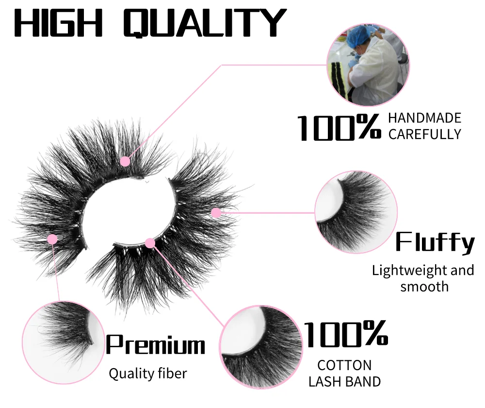 Free Sample Own Brand 25mm Mink Eyelash 3d Faux Mink Fluffy Thin Band