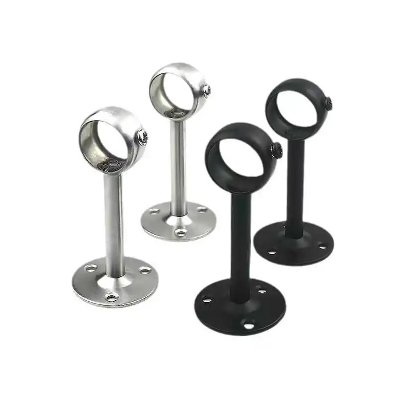 Stainless Steel Center Flange Pipe Holder Kitchen Hanging Rod Curtain