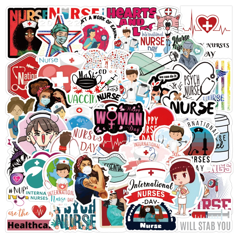 50 Nurse Day Cute Stickers For Journal For Luggage, Skateboard, Notebook,  Helmet, Water Bottle, Car Perfect Kids Gift From Autoparts2006, $2.21