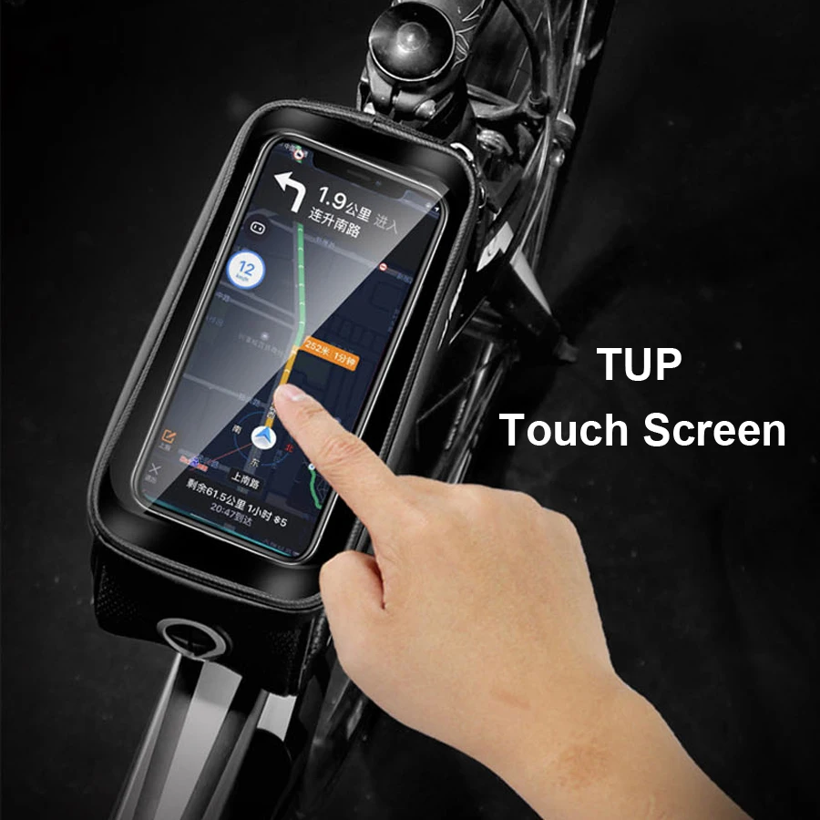Borsa da bicicletta Touch Screen impermeabile Borsa da ciclismo Telaio tubo anteriore