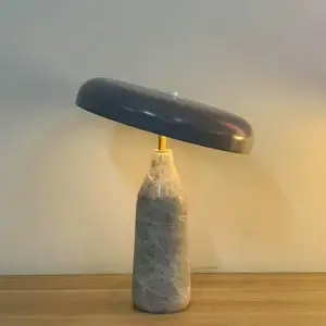 Modern Nordic Marble Battery Powered LED Lamp for Reading Flexible Luxury Art Bedside Light Marble Shade for Living Room Bedroom