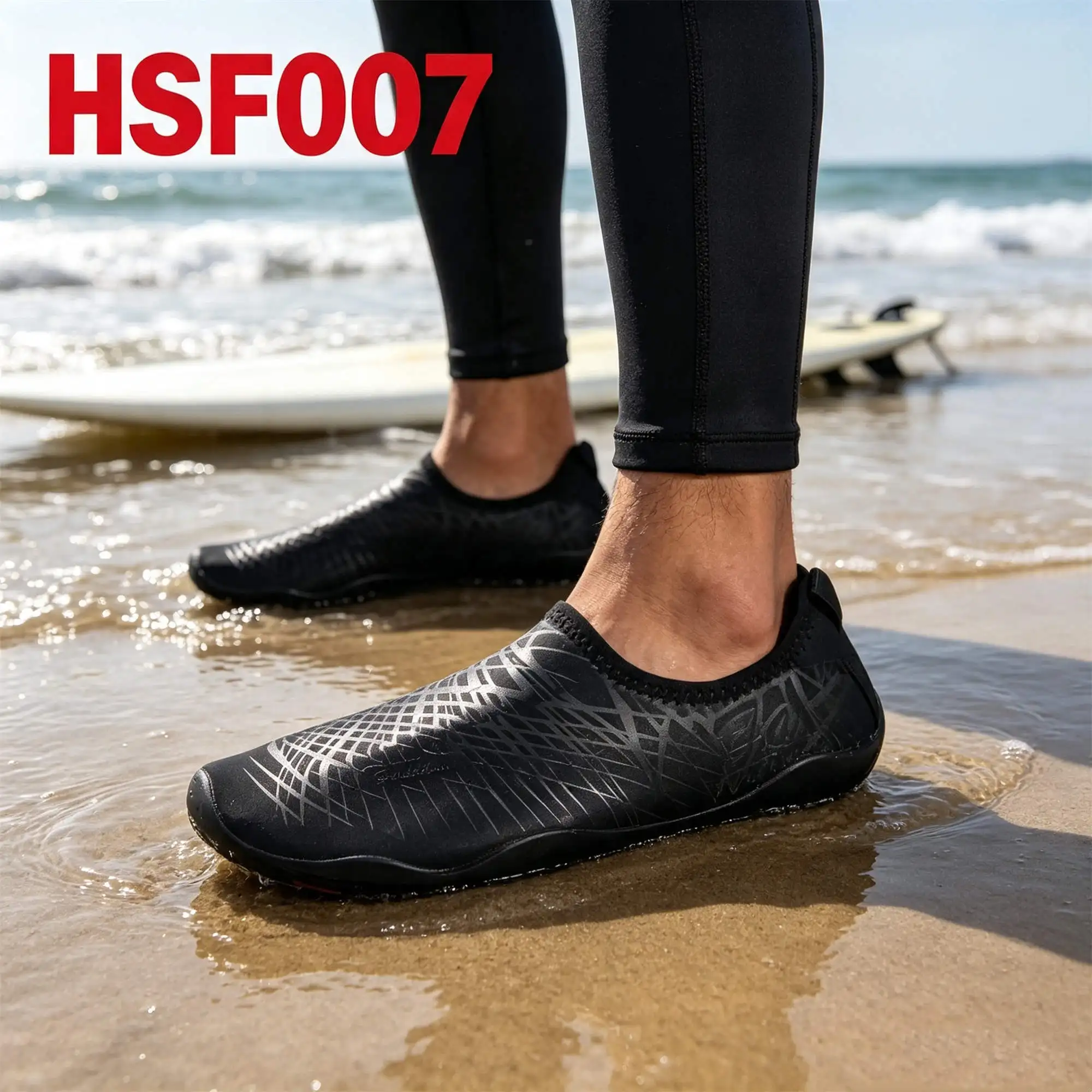 ZYF,Paddle Boarding Quick Drying Fabric Black/blue Swim Shoes Yacht Party Anti-slip Rubber Sole Hua Singh Barefoot Shoes HSF007