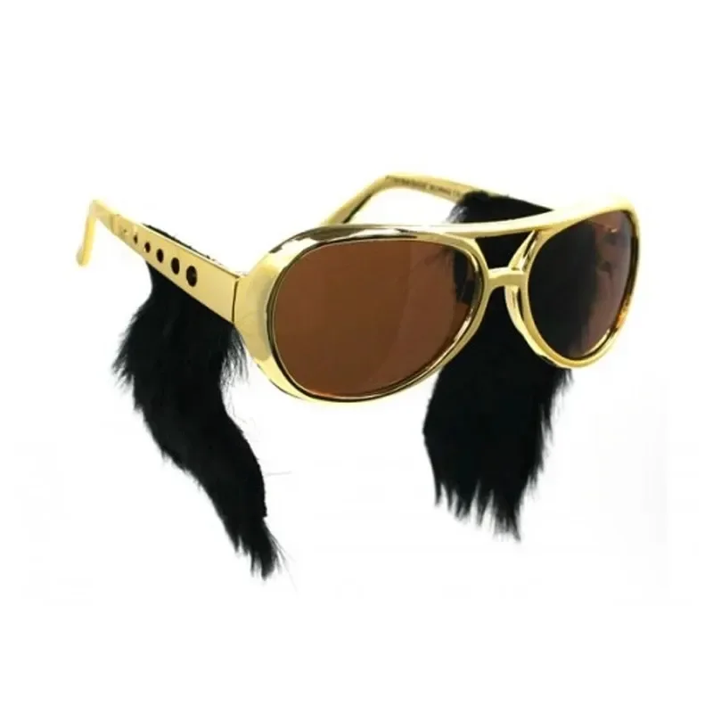 Party Hot Sell Gold Frame Classic Glasses with Sideburns Costume Sunglasses Funny With Hair