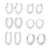 Silver 6 pairs of large earrings