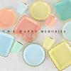 7-inch gold edge round light green paper plate-10 pcs
