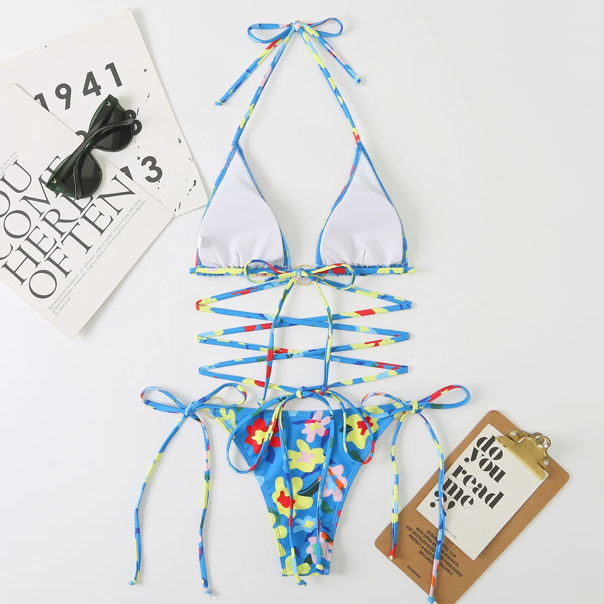 Free Shipping Strapless Bandeau Swimsuits Colorful Camo Pattern Chicas En Bikini Guapas Hot Super Micro Bikini Logos